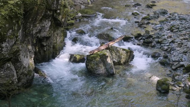 Siouxon Creek cold canyon river flow rock boulders in pacific northwest forest nature