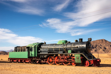 Fototapeta na wymiar Locomotive train in Wadi Rum Dessert, Jordan