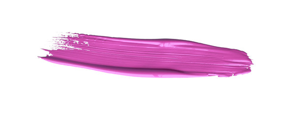 Red colored brush stroke paiting over isolated background, canvas watercolor texture, pink lipstick smudge