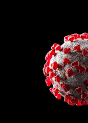 3d illustration virus cells. Isolated on black background coronavirus copy space. Covid-19