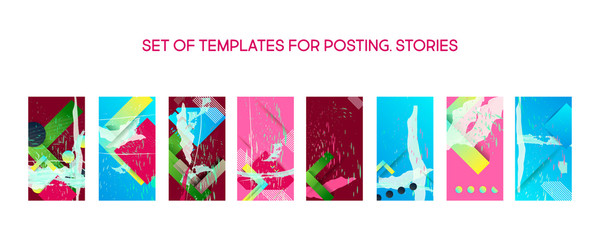 Set creative backgrounds for social media templates. Pastel art colors promotional backgrounds for social media