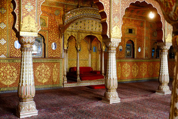 インド、ラジャスタン州ジャイサルメールにあるハベリの内装