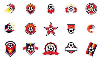 Set of soccer Logo or football club sign Badge. Football logo with shield background vector design