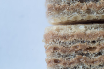 wafer cookies brown closeup view