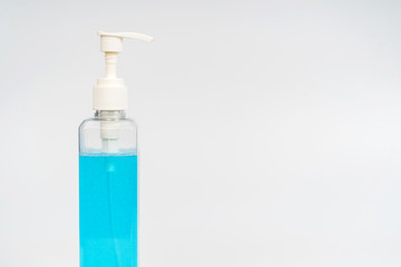 Sanitizer hand gel bottle for hand hygiene covid-19 virus protection isolated on white background. Concept of health care products.corona virus prevention.