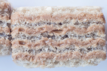 wafer cookies brown closeup view