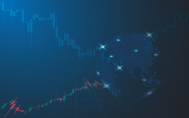 Stock market or forex trading graph in futuristic concept suitable for financial investment or Economic trends business idea and all art work design. Finance dark blue background