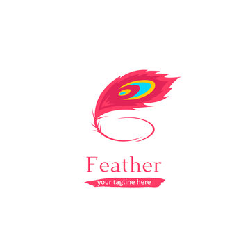 graphic design Business Logo feather DIGITAL Feather logo feather graphic design feather logo design pink gold gold feather Logo