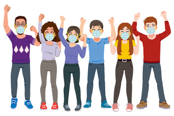 Obraz premium Taking care of yourself by wearing a n95 mask to prevent respiratory disease from spreading to society and other people with understanding and paying attention to society.