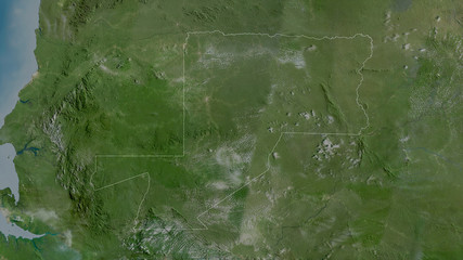 Wouleu-Ntem, Gabon - outlined. Satellite