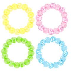 Spring colored polka dots painted in watercolor