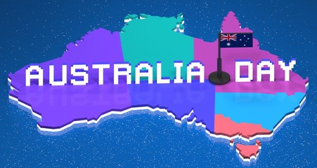 Fototapeta na wymiar Australia Day Background 3D Rendering 