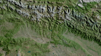 Mtskheta-Mtianeti, Georgia - outlined. Satellite