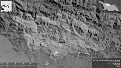 Racha-Lechkhumi-Kvemo Svaneti, Georgia - composition. Grayscale