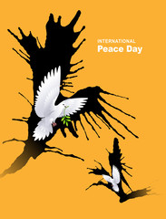 International Peace Day, Olive Branch and Flying Dove
