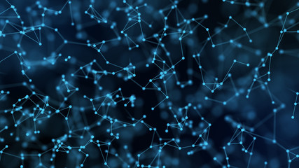 Abstract futuristic -  technology with polygonal shapes on dark blue background.  Design digital technology concept.