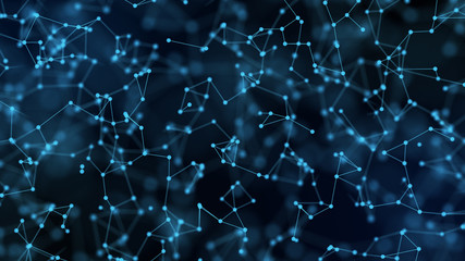 Abstract futuristic -  technology with polygonal shapes on dark blue background.  Design digital technology concept.