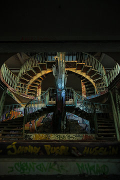 escalier circulaire double, urbex