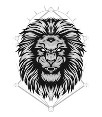 Angry lion king head logo