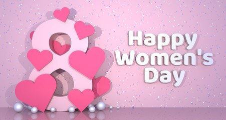 Women's Day Banner Background. 3D Rendering.