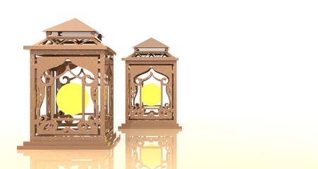 Ramadan lantern background 3D rendering .
