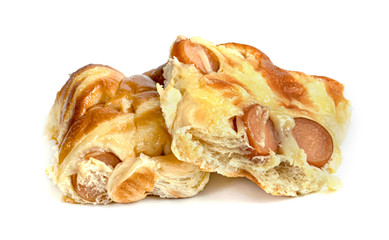 sausage buns isolated on white background