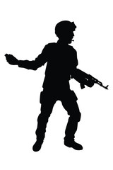 Fototapeta na wymiar Soldier with rifle gun silhouette