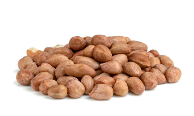 raw peanuts isolated on white background