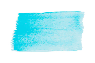 Fototapeta premium Cyan or light blue color watercolor handdrawing as brush or banner on white background (Vector)