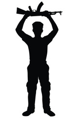 Obraz premium Soldier with rifle gun silhouette