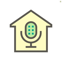 Smart home and voice control technology vector icon design, 48x48 pixel perfect and editable stroke.