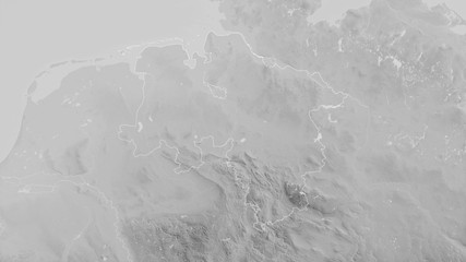 Niedersachsen, Germany - outlined. Grayscale