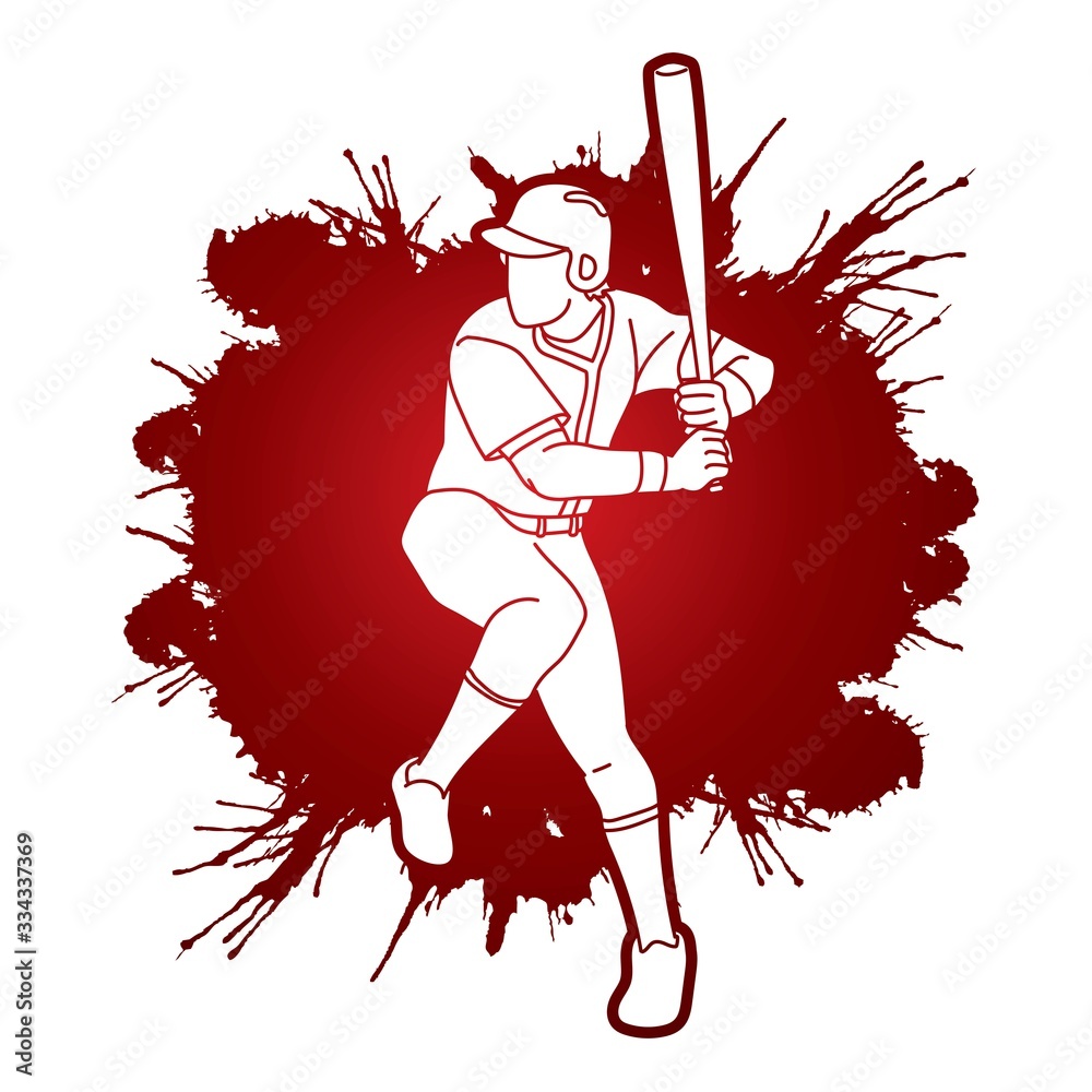 Canvas Prints Baseball player action cartoon sport graphic vector.