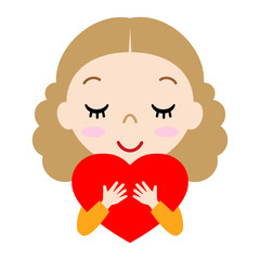 ハートを抱きしめる白人の少女