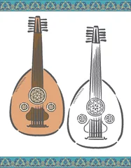 Deurstickers Arabic traditional instrument Oud. © 夏妃 吉野