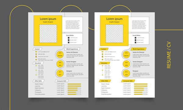 Modern curriculum vitae - yellow and white resume/ cv template