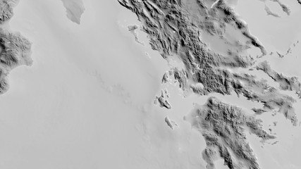 Ionian Islands, Greece - outlined. Grayscale