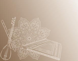 Music themed background with Arabic instruments.