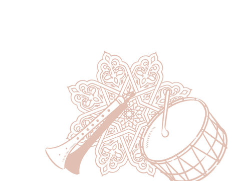 Music themed background with Arabic instruments.