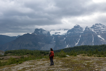 Fototapeta na wymiar Woman Hiking in Canada