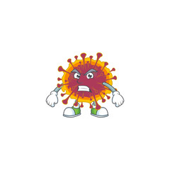 Charming spreading coronavirus mascot design style waving hand