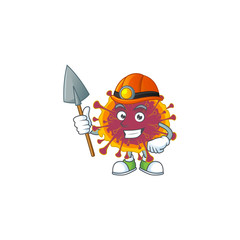 Cool miner worker of spreading coronavirus cartoon design concept