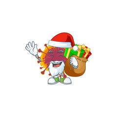 Spreading coronavirus Cartoon character of Santa with box of gift