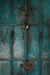 Blue metal door, rusty metal door