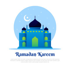 Fototapeta premium Ramadan Kareem islamic greeting design with mosque 