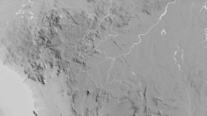 Faranah, Guinea - outlined. Grayscale