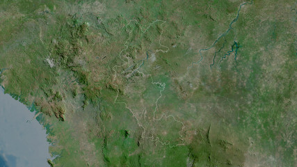 Faranah, Guinea - outlined. Satellite
