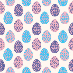 Seamless pattern with hand drawn easter eggs