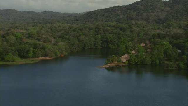 Wide view of the Chagres River, Embera indigenous tribe, an ecological reserve of Green Forest and tour of the indigenous population