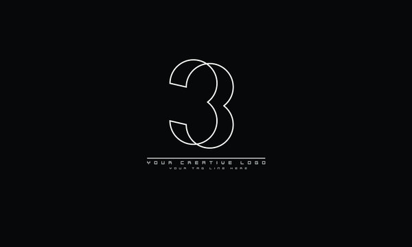 3 number logo abstract vector monogram template